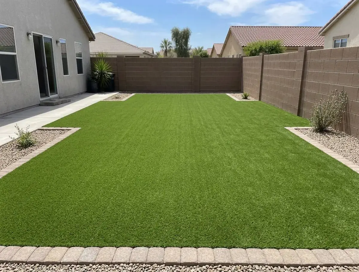After backyard turf replacement in riverside, ca — lush green artificial turf